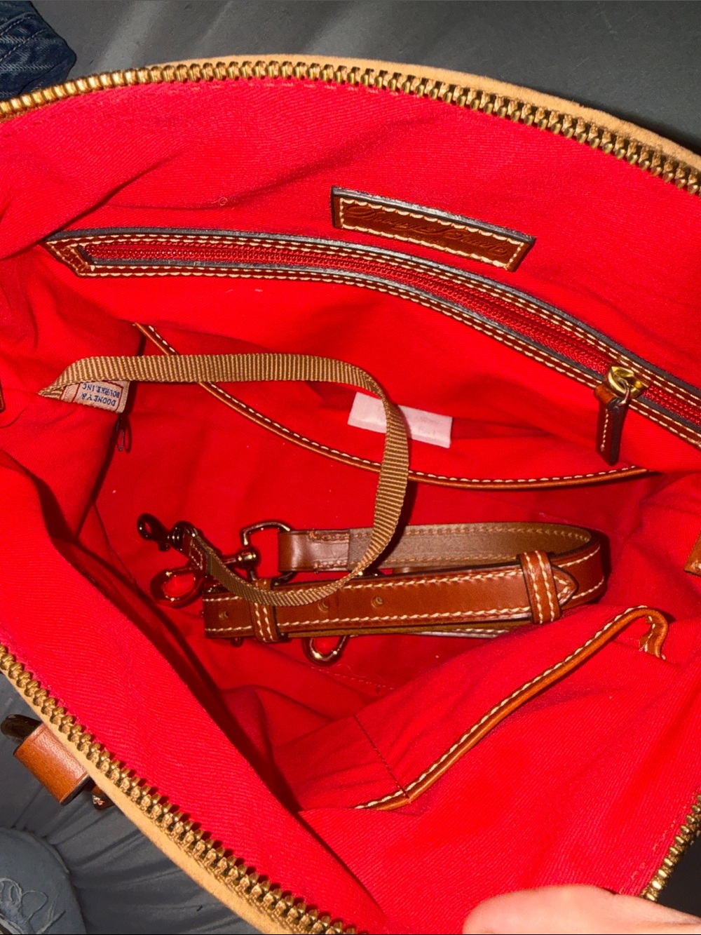Dooney & Bourke Caramel Brown Pebble Leather Shoulder Bag - Picture 3 of 7